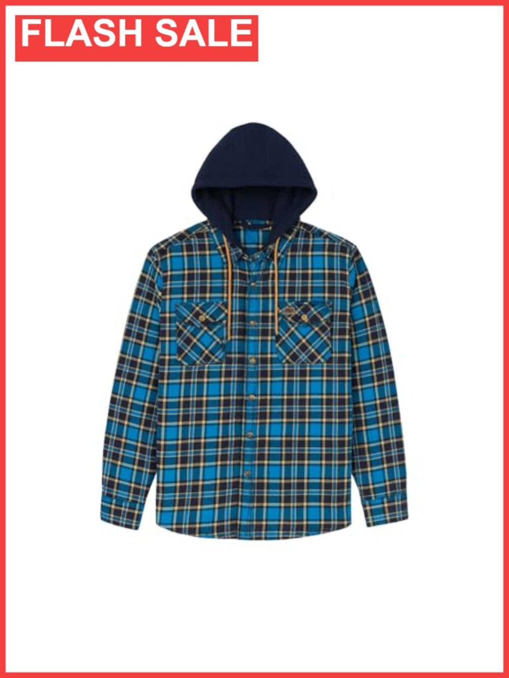 Quilted Flannel Hooded Shirt Jacket Snap Front Relaxed Fit